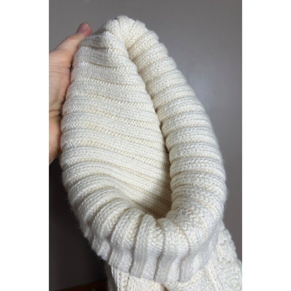 Gap Ivory Sweater Turtleneck 3D Texture Bobble Cable Cotton Wool Cottage Women S - Picture 7 of 10